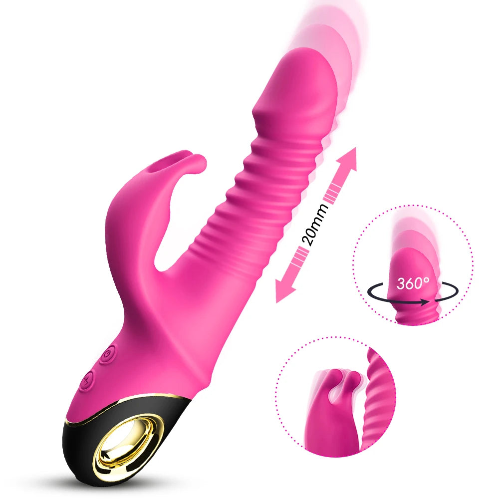 Rabbit Vibrator with Automatic Telescopic Rotation