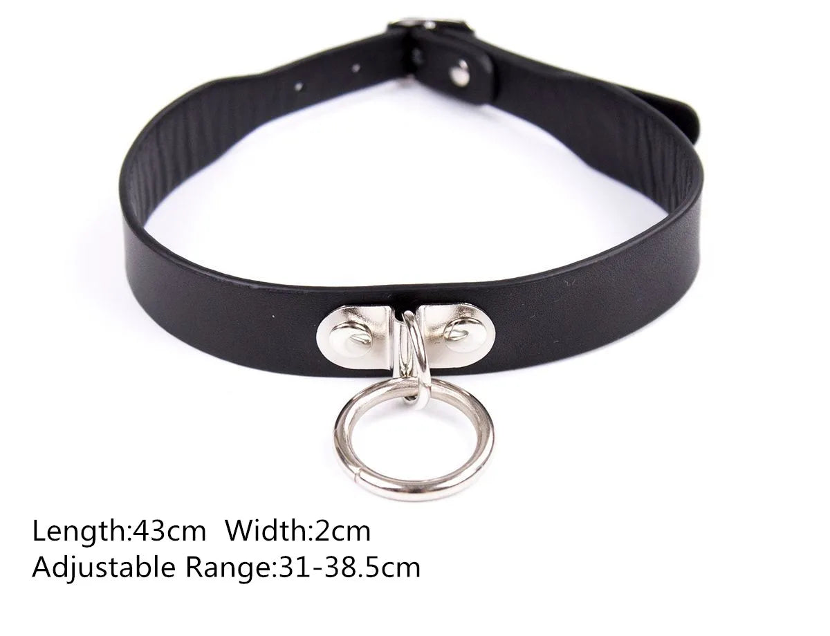 Sexy Leather Punk Rivets Necklace Accessories For Fetish Bdsm Collar Bondage Role Play Couples Flirting Men Women Gay Party Gift
