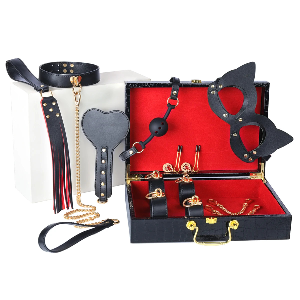 Leather 8 PCS BDSM Bondage Set With Case Adult Sex Games Restraints Kit Exotic Bondage Gear For Couples
