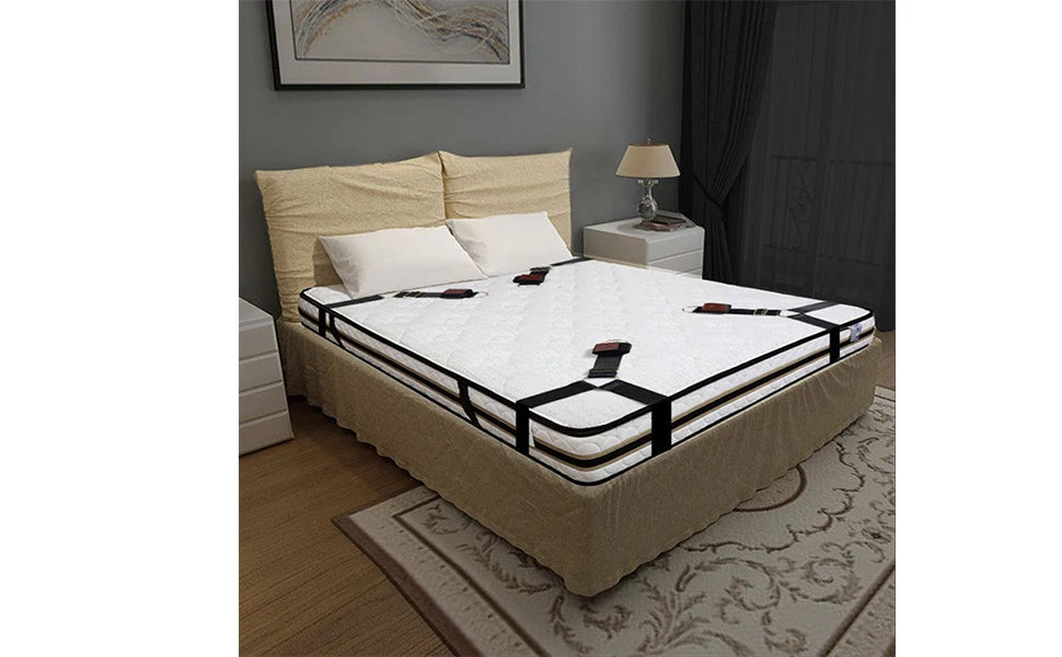 BDSM Bed Restraint Kit Sex Bondage Adult Toys for Couples with Handcuffs Wide Strap, Adjustable Length Quick Installation