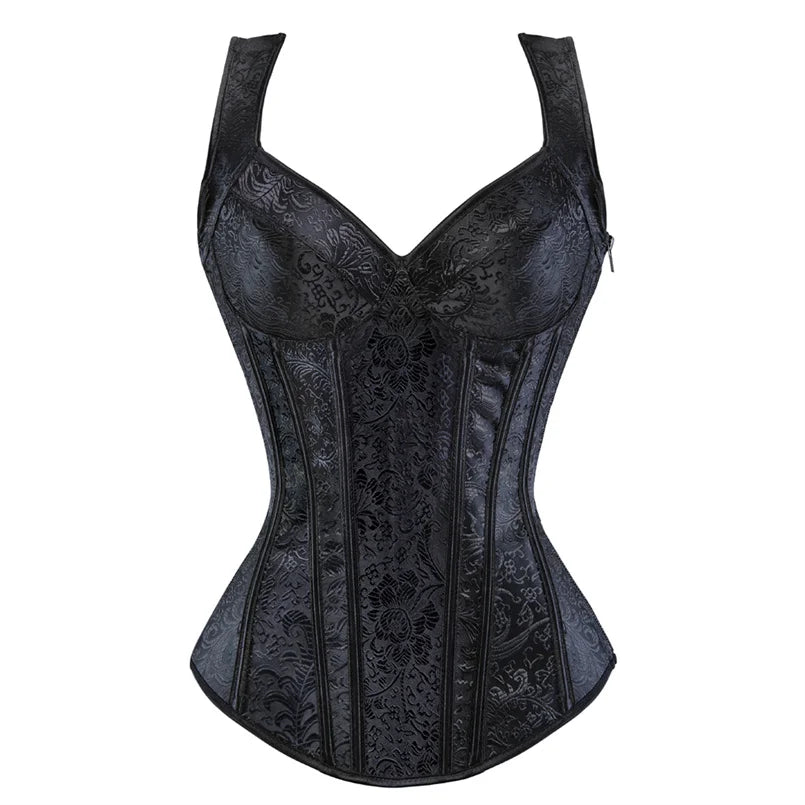 Corsets Top For Women Sexy Gothic Corset Top with Skirts Steampunk Zipper Corsets Plus Size