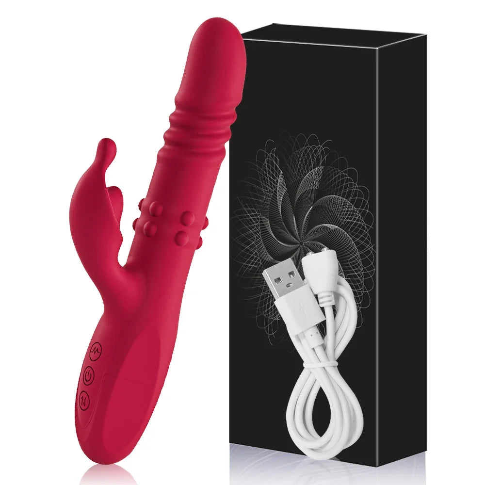Rabbit Vibrator For Women Powerful G Spot Telescopic Rotating Clitoris Vagina Stimulator Female Masturbator For Adult Sexy Toys