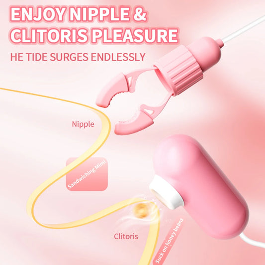 Nipple Clamps Vibrator Women Tongue Licking Strong Sucking Breast Massage Vibrating Toys Adults Female Masturbator Sex Toys 18+