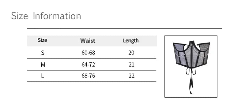 Adjustable Punk Underbust Corset with Chain Accents