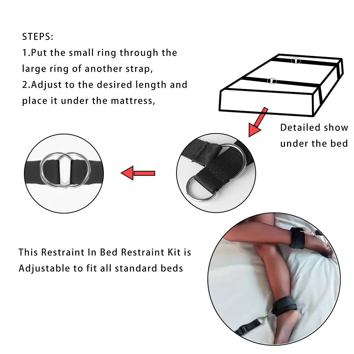 BDSM Bed Bondage Hand Restraint Handcuff Leg Split Cuffs SM Slave Strap System Adjustable Bondage Gear Couple Sex Games Toys Set