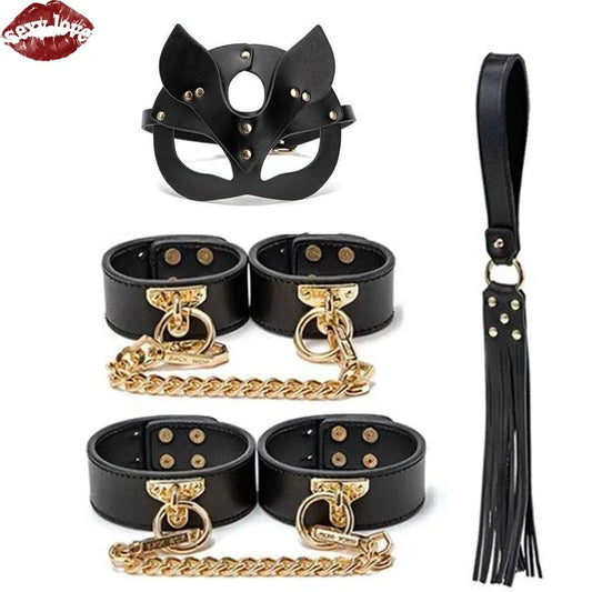 BDSM Adult Hip-hop Sex Toy with Mouth Plug Collar Neck Cover Solid Silicone Mouth Ball Buckle Set Full of Suffocating Feeling