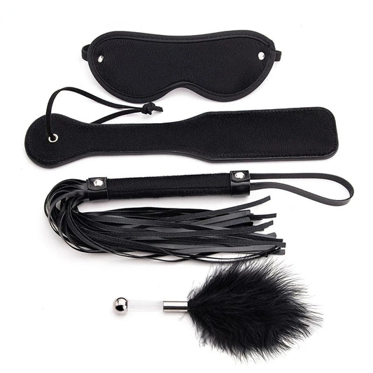 4Pcs Bondage Set BDSM Kits Eye Mask Whip Spanking Paddle Feather Stick Sex Adult Games Erotic Sex Toys For Women Couples