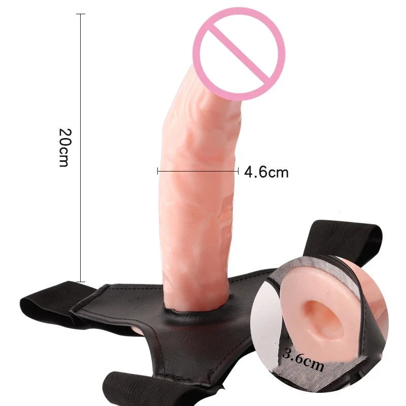 Men Strap on Dildo Underwear Wearable Hollow Penis Extended Sleeve Strap Dildo Pants Belt for Men Sex Toy for Women Gay Dildos