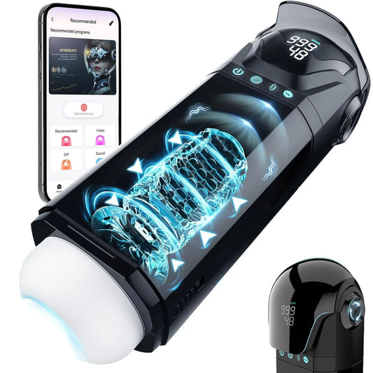 Automatic Telescoping Male Masturbator Cup Penis Pump Pocket Pussy with 9 in 1 Suction Vibrating Modes App Controll Sex Toy