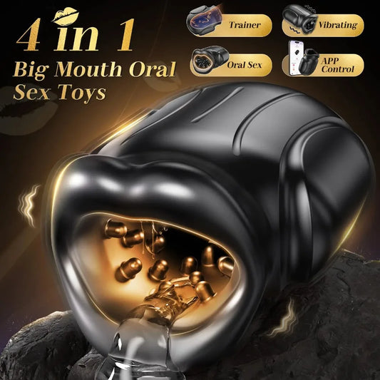 APP Mouth Blowjob Male Stroker Trainer Adult Toys for Prolong Endurance Pocket Pussy Vibrator Sex Toy Sex Machine for Men