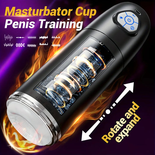 Automatic Male Masturbator Penis Pump With 10 Rotating Thrusting Modes Blowjob Pocket Pussy Sex Machine Adult Toy Male Vibrator