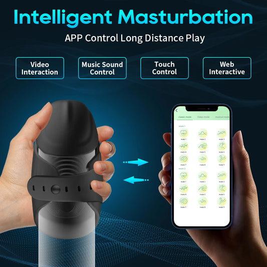 Male Masturbator Adjustable Penis Training Vibrator with APP Control Delay Ejaculation Cock Ring Glans Trainer Sex Toys for Men