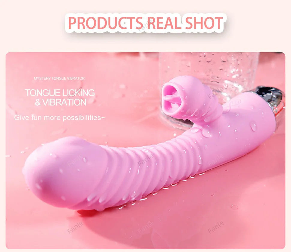 Erotii Vibrator For Women 2 In 1 Licking Stimulator Dildo Wand
