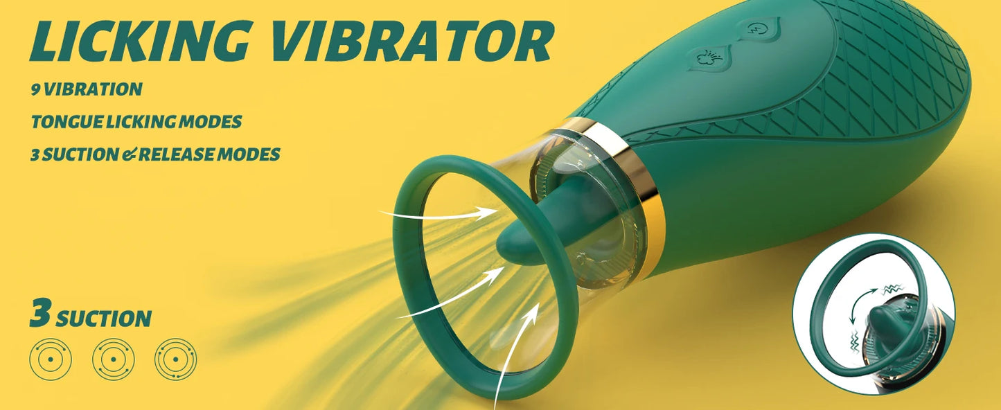 Dual-Function Clitoral Stimulator with Air Pulse & Tongue Vibration