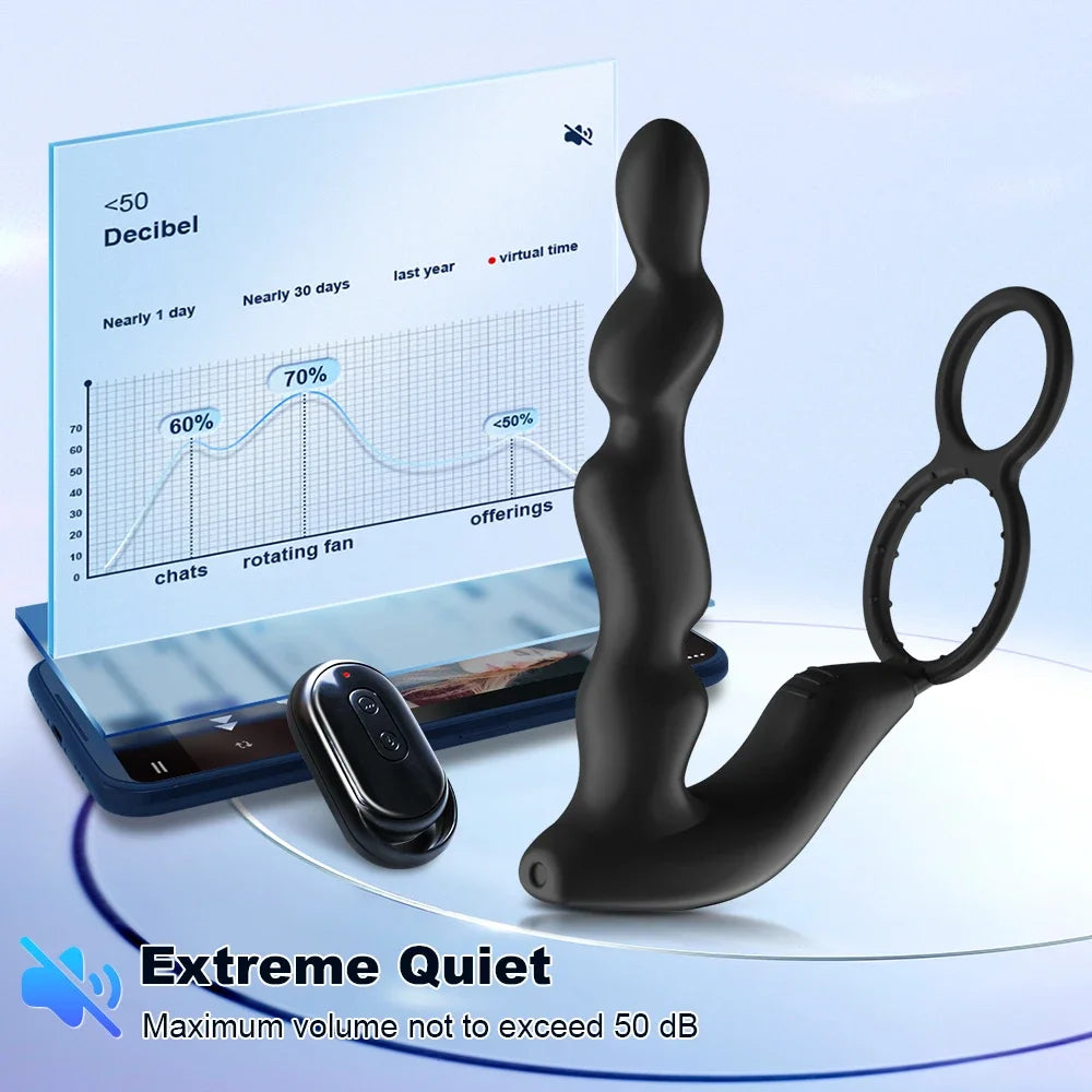 Wireless Remote Prostate Massager with Dual Ring Design