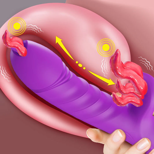 Rabbit Vibrator G-Spot Vaginal Stimulator Telescopic Clitoral Female Masturbator Massager Licking Dildo Adult Sex Toys for Women