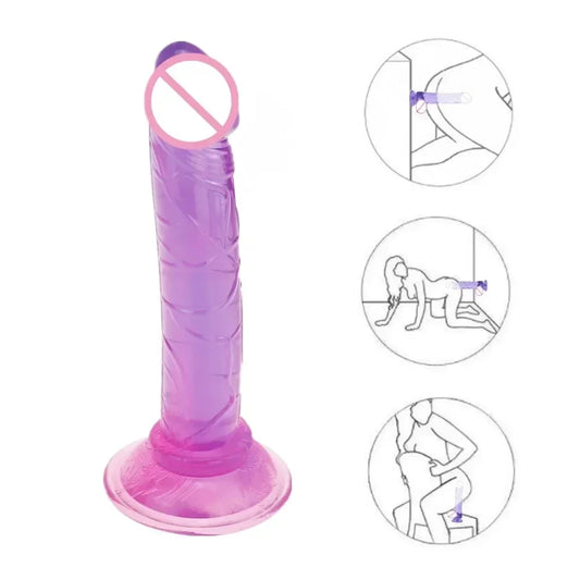 Realistic Dildos Crystal Pink Dildo with Strong Suction Cup Base Jelly Penis for Beginners Sex Toy for Women G Spot Clit Vaginal