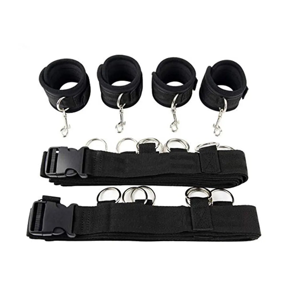 BDSM Restraint Set Bondage Handcuffs & Ankle Fetish Cuffs Slave On The Bed Open Leg Flirt Sex Toys For Women Couples Erotic Shop