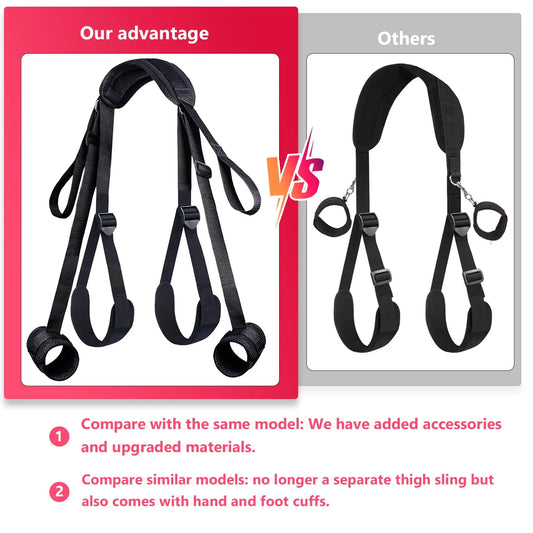 Women Sex Toys BDSM Bondage Restraints Straps Neck to Wrist Thigh/Ankle for Adult Couples SM Games Play Sex Bondage Straps