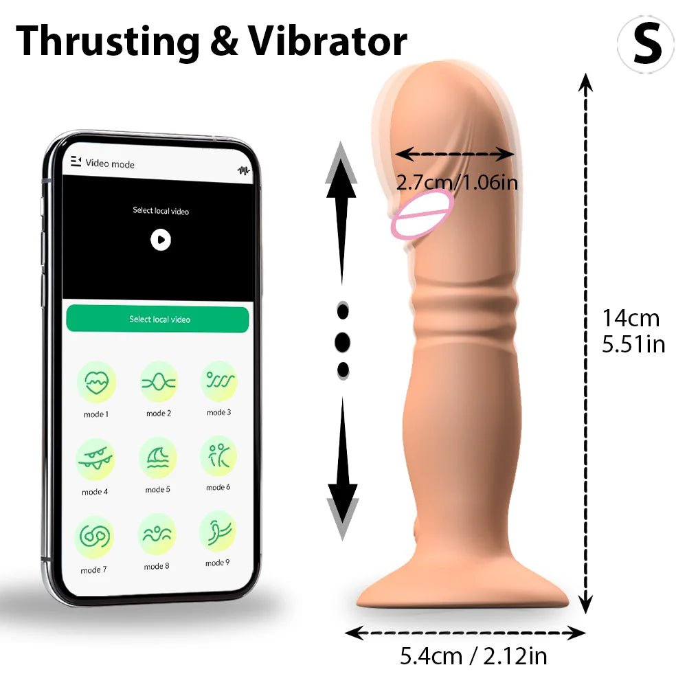 Thrusting Sex Toys Anal Plugs Vibrator APP Wireless Telescopic Anal Dildo Witn Suction Cup Prostate Massager Butt Plug for Men