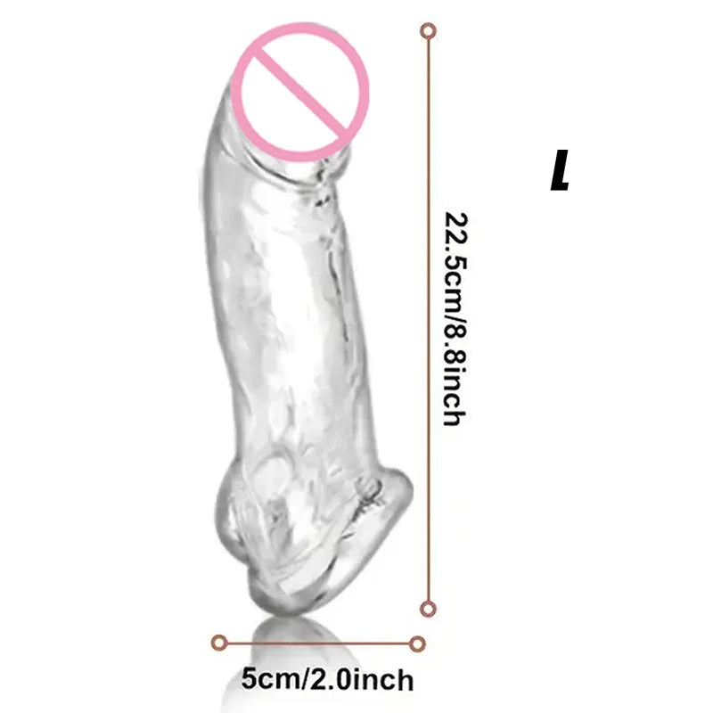 3 Size Reusable Condom Penis Sleeve Cock Ring Penis Extender Male Penis Enlarger Adult Sex Toys for Men
