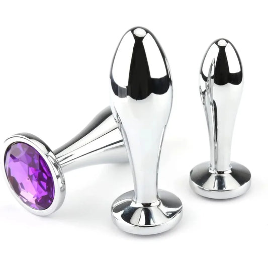 Anal Butt Plug 3Pcs Set Safety Metal Anal Butt Plug Sex Toys with Crystal Diamond Beginner Anal Toys for Adult Unisex Adult Toys