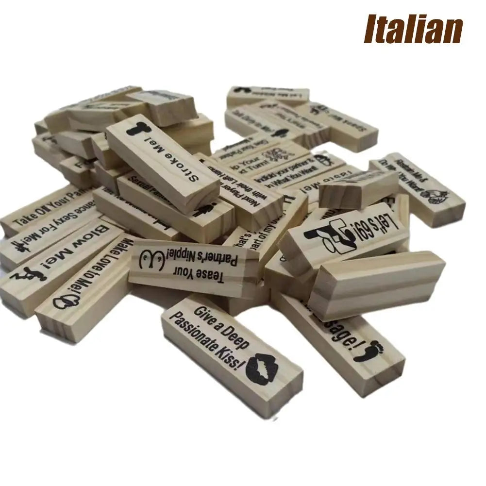 Adult Sex Block Games With 48pcs Wooden Blocks For Couples,Ideas Fun Stacking Blocks Anniversary Date Night Dice Love Tower Game