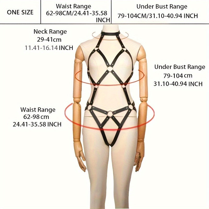 1PC Sexy PU Leather BDSM Harness - Adjustable Bondage Restraints For Erotic Costumes And Lingerie - Perfect For Valentines Day, Party, And Gift-Giving Occasions