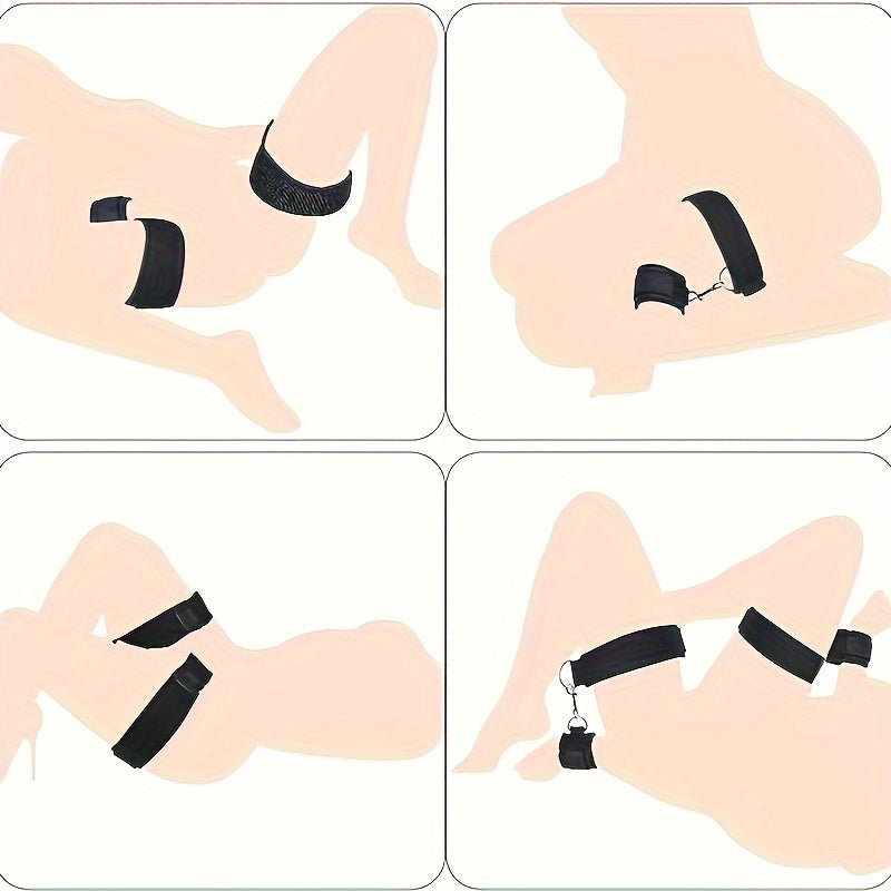 Couples' BDSM Bondage Set - Adjustable Thigh And Wrist Restraints For Intimate Play And Erotic Exploration