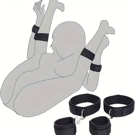 Couples' BDSM Bondage Set - Adjustable Thigh And Wrist Restraints For Intimate Play And Erotic Exploration