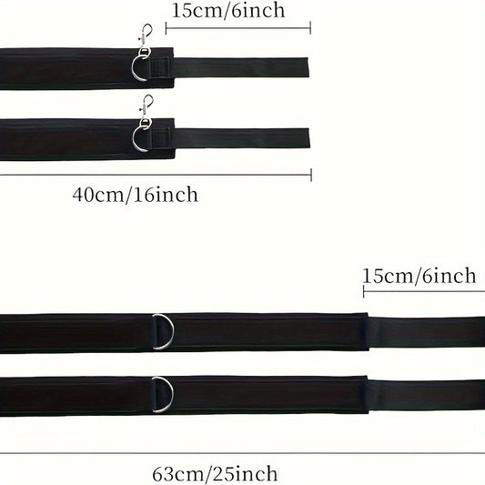 Couples' BDSM Bondage Set - Adjustable Thigh And Wrist Restraints For Intimate Play And Erotic Exploration