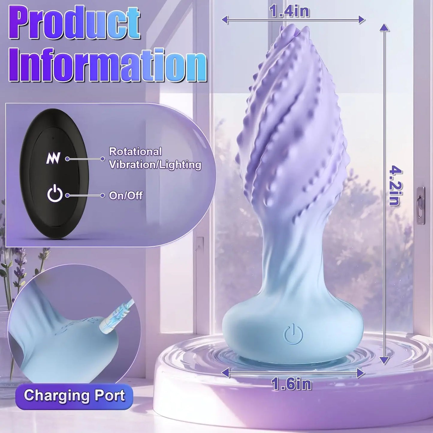 Anal Vibrator Butt Plug Adult Sex Toy for Men Women 360° Rotation Adult Sex Anal Remote Toys Prostate Massager for Gay Couples
