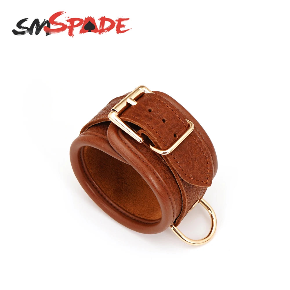 SMSPADE Leather Handcuffs BDSM Bondage Fetish Slave Sex Toys For Couples Wrist Cuffs Restraints Kit Erotic Adult Games Sex Shop