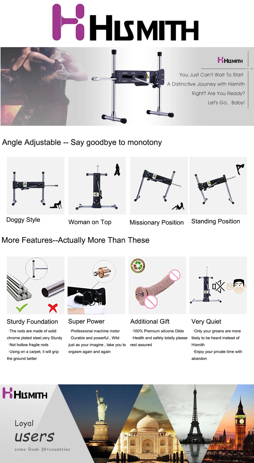HISMITH Kliclok Sex Machine with App Remote Control Super Quiet Hismith Sex Machine Gear Power 120W Sex Machines for Adults