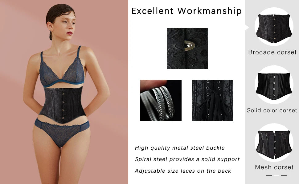 Short Torso Corset Underbust Gothic Corset Slimming Belly Sheath Hourglass Waist Trainer Body Shapewear Women Modeling Strap