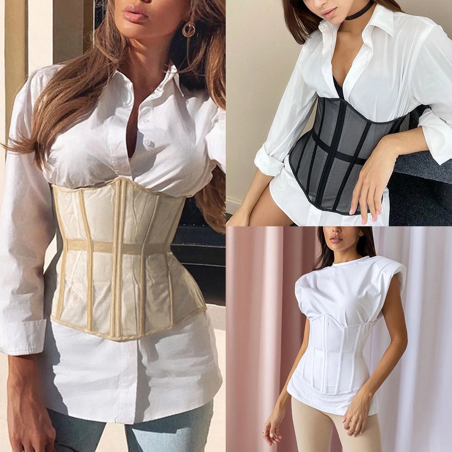 Women Corset Bustier Crop Top Lace-up Bandage Black Gothic Leather Underbust Suspender Cami Vest Waist BodyshaperTank Cummerbund