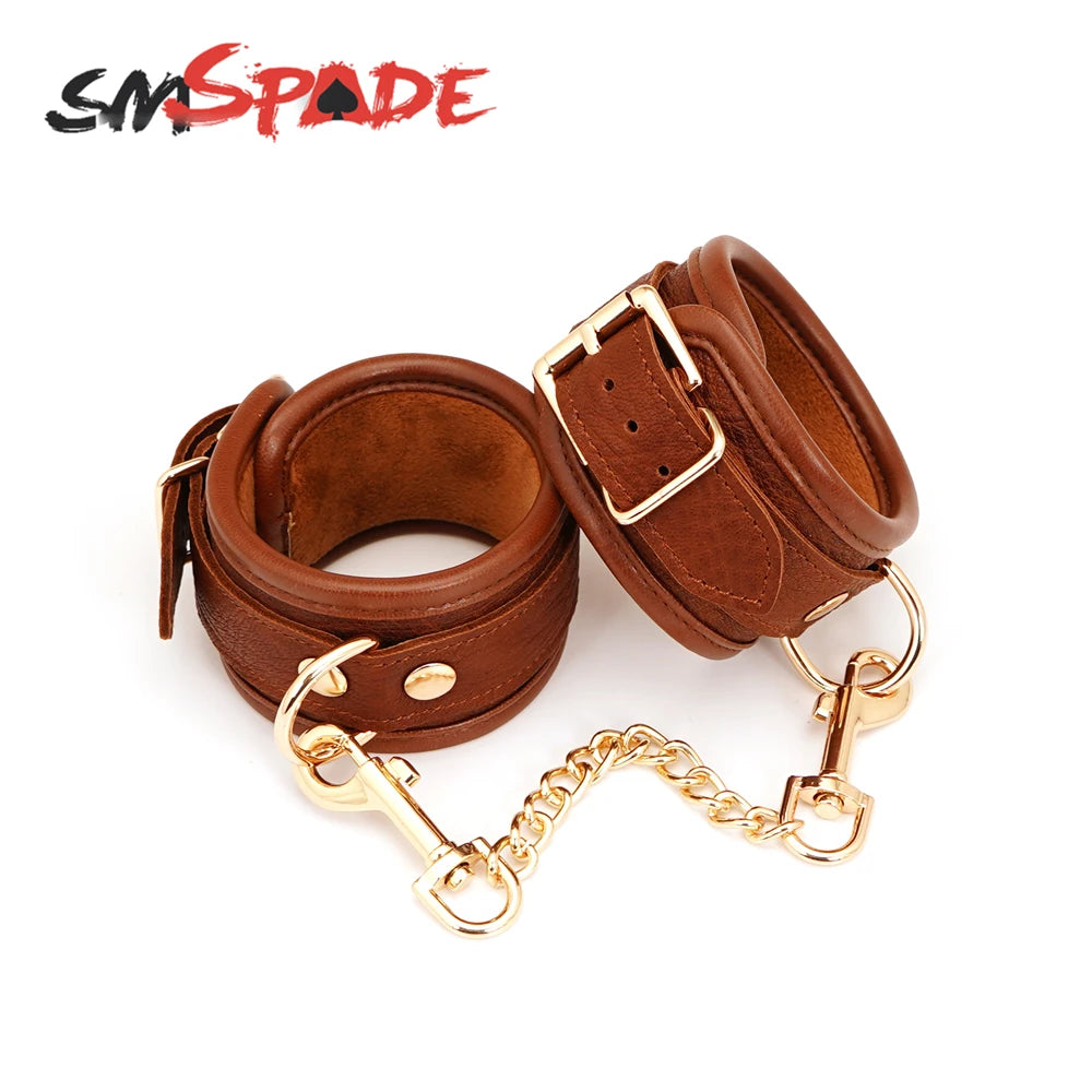 SMSPADE Leather Handcuffs BDSM Bondage Fetish Slave Sex Toys For Couples Wrist Cuffs Restraints Kit Erotic Adult Games Sex Shop
