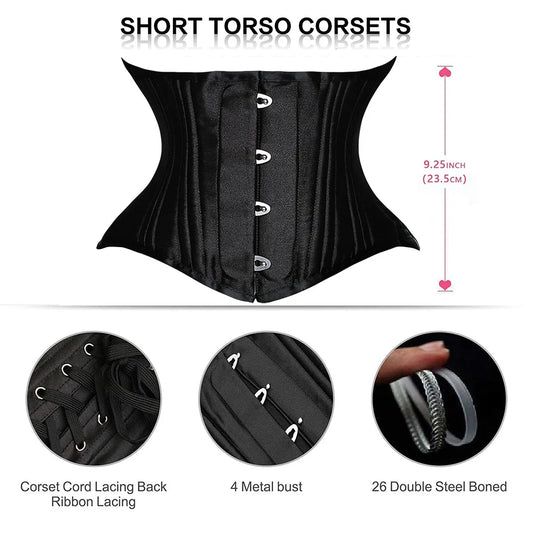 Short Torso Corset Underbust Gothic Corset Slimming Belly Sheath Hourglass Waist Trainer Body Shapewear Women Modeling Strap