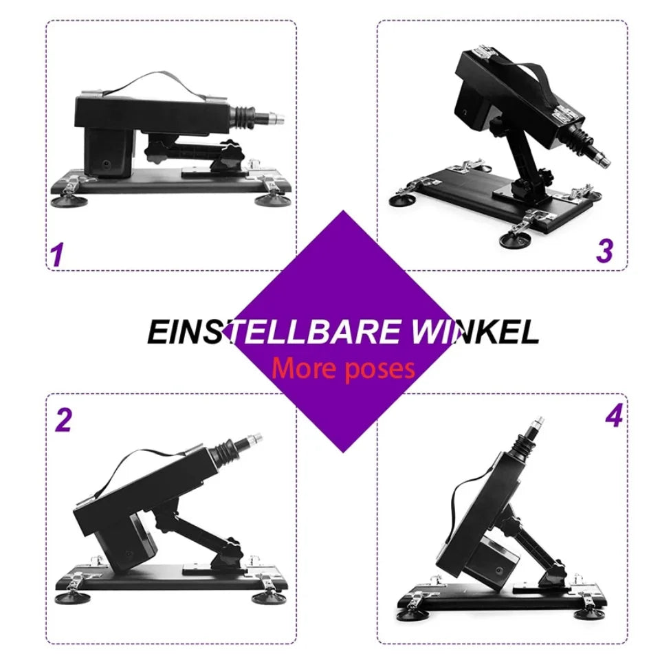 Sex Machine Female Masturbation Pumping Gun with Dildos，More Attachments ,Vibrator Adjustable Speed Love Machine for Couple