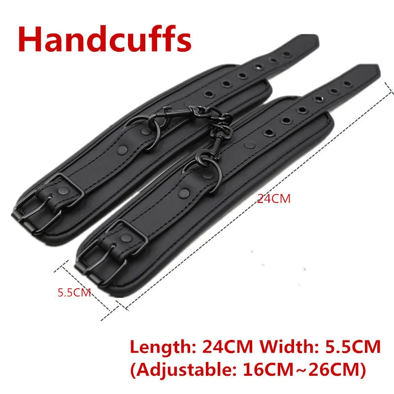 BDSM Sex Bondage Set for Woman - Handcuffs Ankle Cuffs Collar Erotic Sex Toy Kit Adults Games Products