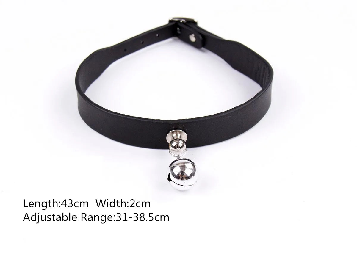 Sexy Leather Punk Rivets Necklace Accessories For Fetish Bdsm Collar Bondage Role Play Couples Flirting Men Women Gay Party Gift