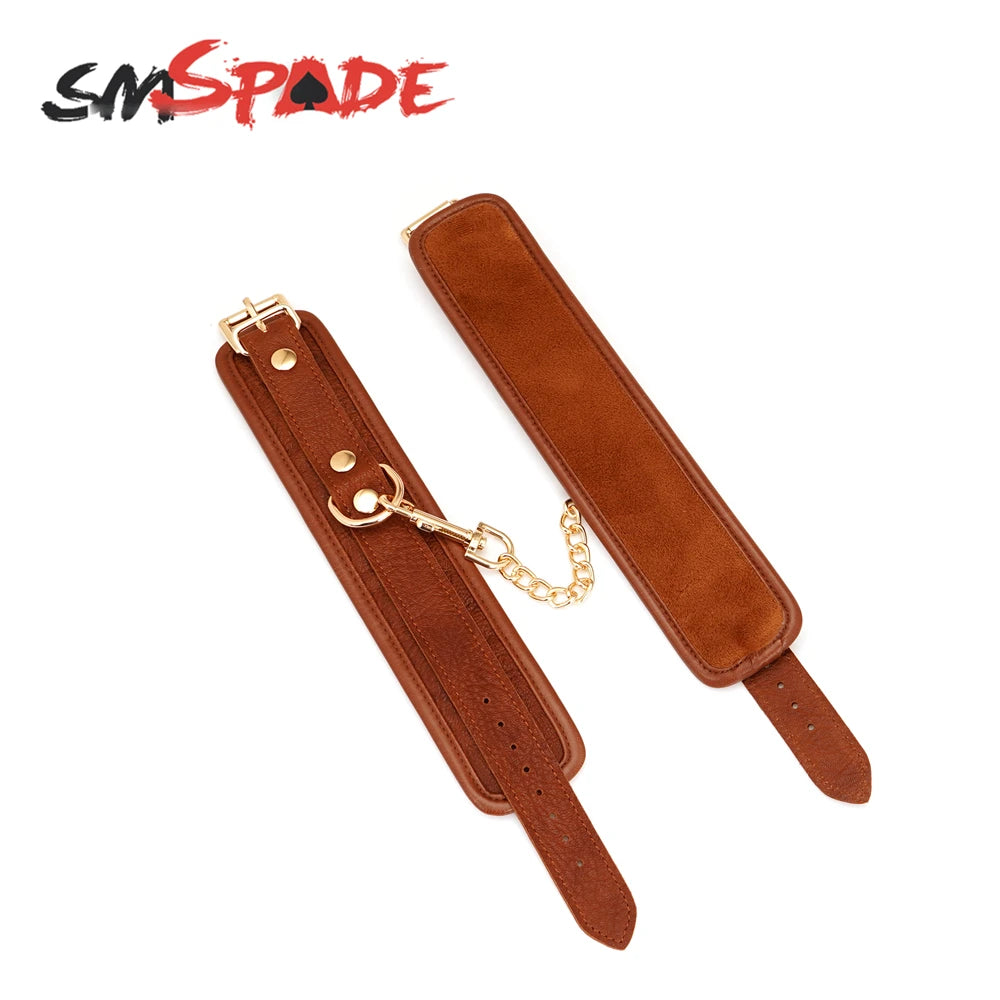 SMSPADE Leather Handcuffs BDSM Bondage Fetish Slave Sex Toys For Couples Wrist Cuffs Restraints Kit Erotic Adult Games Sex Shop