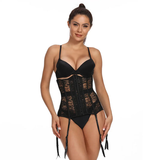 Sexy Gothic Underbust Lace Corset Set with adjustable fit