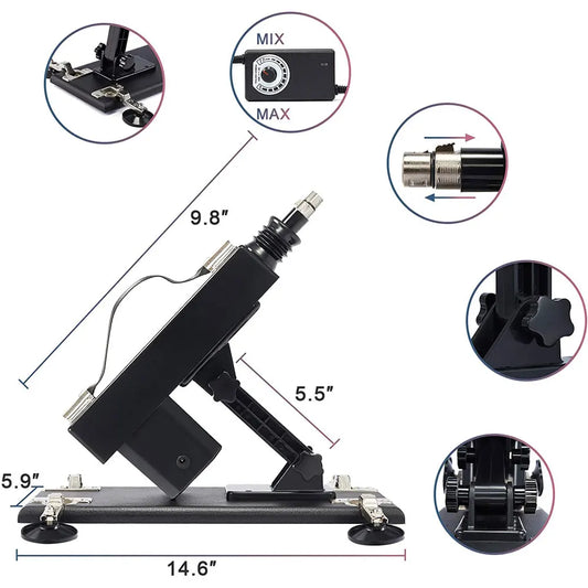 Sex Machine Female Masturbation Pumping Gun with Dildos，More Attachments ,Vibrator Adjustable Speed Love Machine for Couple
