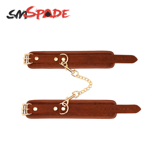 SMSPADE Leather Handcuffs BDSM Bondage Fetish Slave Sex Toys For Couples Wrist Cuffs Restraints Kit Erotic Adult Games Sex Shop
