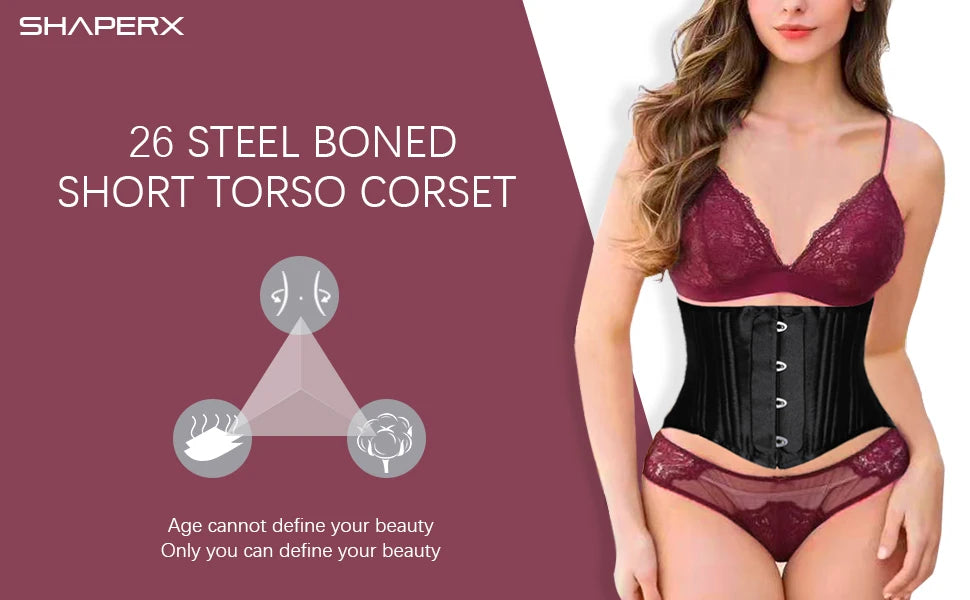 Short Torso Corset Underbust Gothic Corset Slimming Belly Sheath Hourglass Waist Trainer Body Shapewear Women Modeling Strap