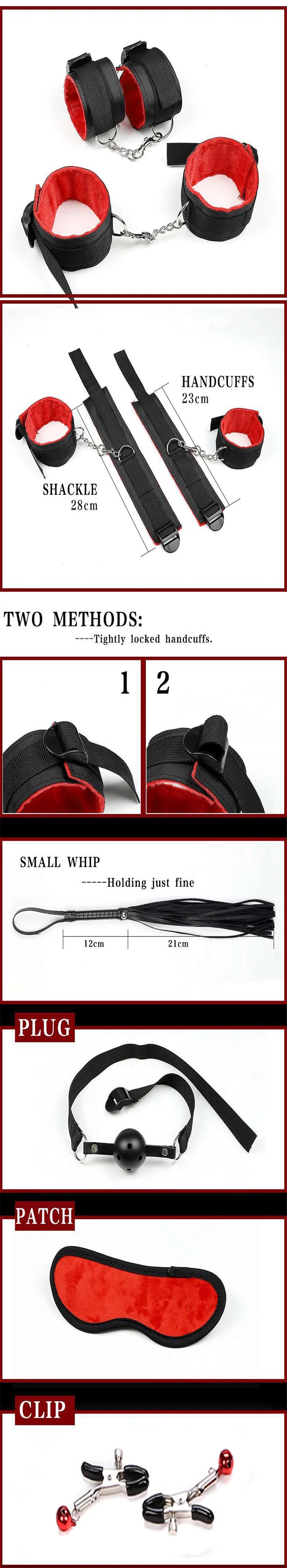 Bdsm Set Kits Adult Sex Toys Nylon Bondage for Women Couples Men Handcuffs Collar Nipple Clamps Whip Spanking Exotic Accessories