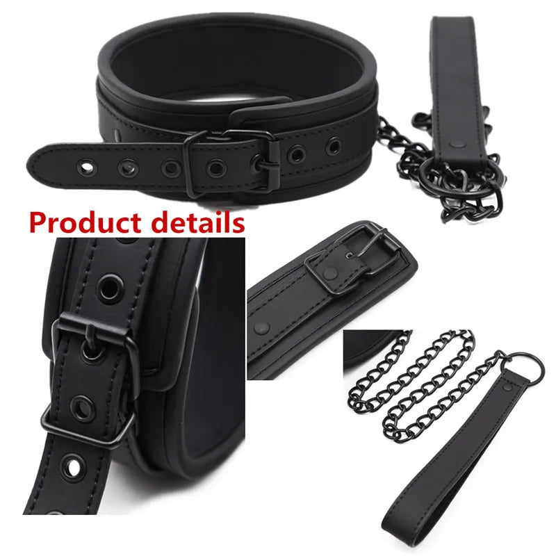 BDSM Sex Bondage Set for Woman - Handcuffs Ankle Cuffs Collar Erotic Sex Toy Kit Adults Games Products
