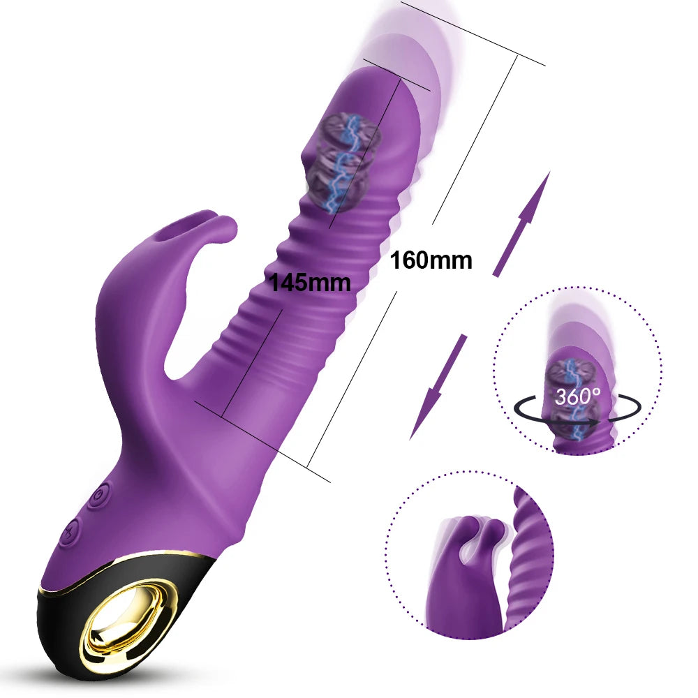 Rabbit Vibrator Automatic Telescopic Rotation G-Spot Clitoris Stimulator Female Masturbation Sex Toys For Women Adults 18