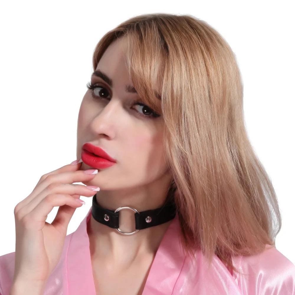 Sexy Leather Punk Rivets Necklace Accessories For Fetish Bdsm Collar Bondage Role Play Couples Flirting Men Women Gay Party Gift
